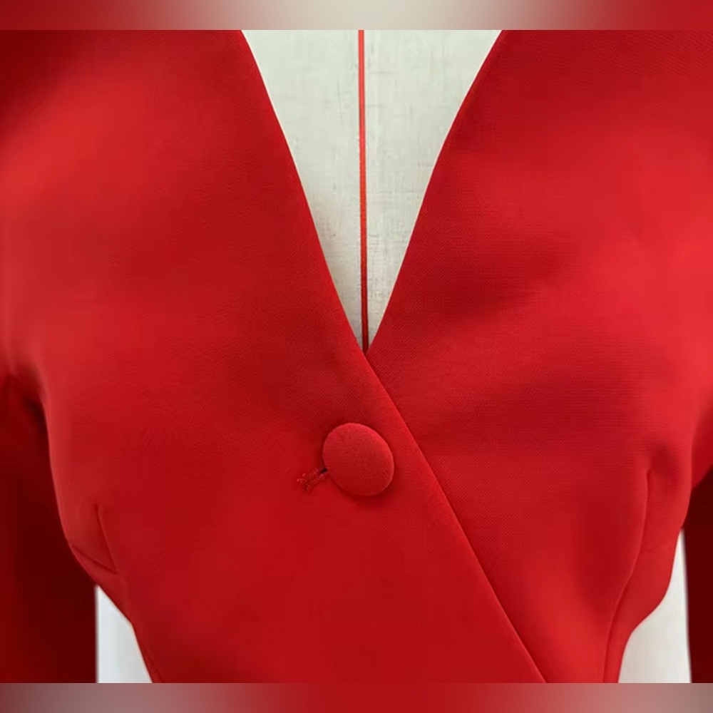 NEW $385 Audrey Couture Red Double-Breasted Coat - Picture 5 of 12